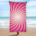 Pink Whirlpool Spiral Print Beach Towel