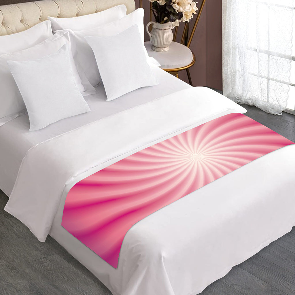 Pink Whirlpool Spiral Print Bed Runner