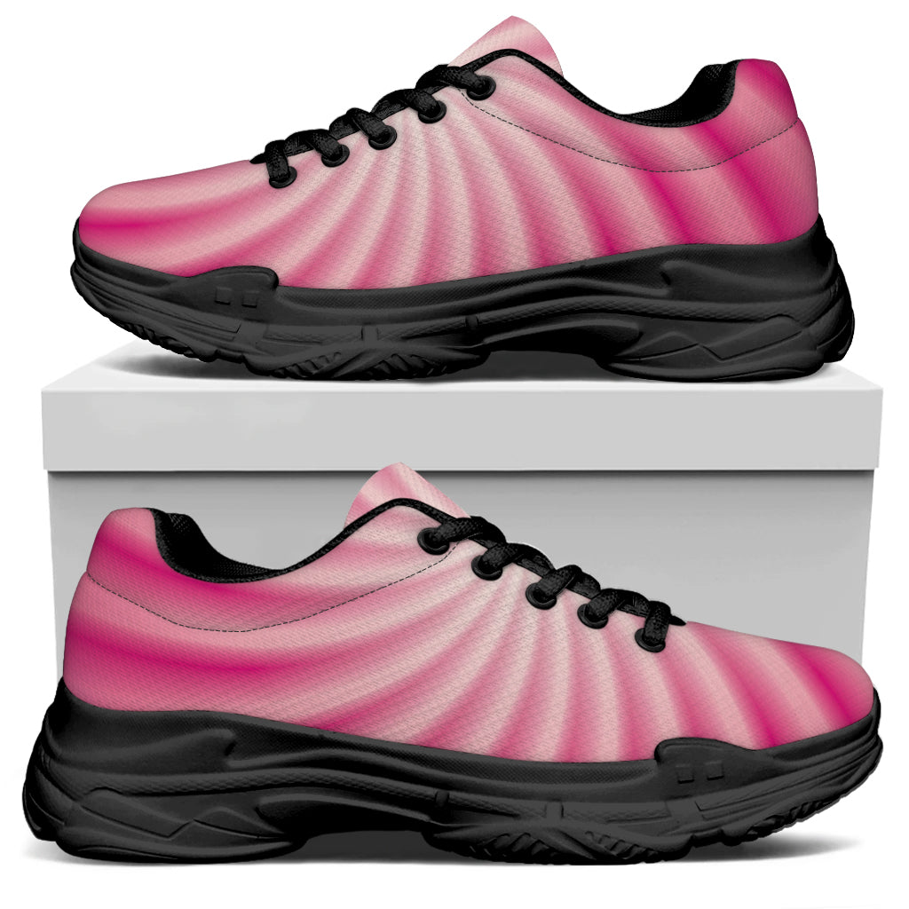 Pink Whirlpool Spiral Print Black Chunky Shoes