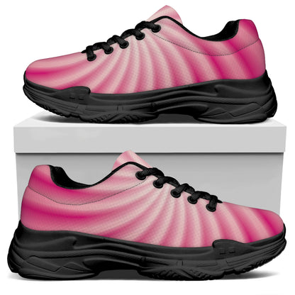 Pink Whirlpool Spiral Print Black Chunky Shoes