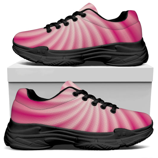 Pink Whirlpool Spiral Print Black Chunky Shoes