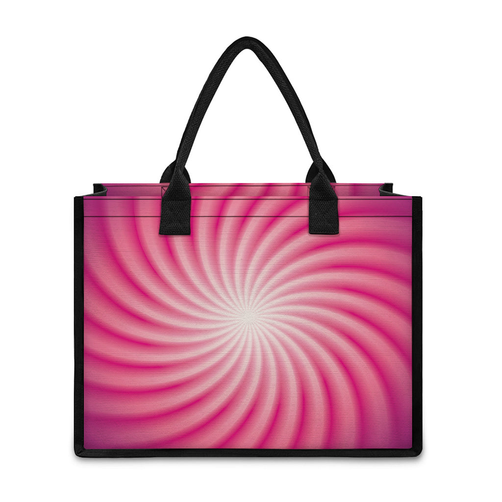 Pink Whirlpool Spiral Print Canvas Tote Bag