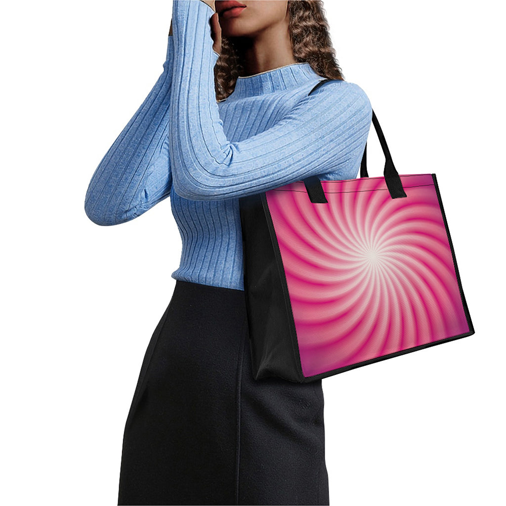 Pink Whirlpool Spiral Print Canvas Tote Bag