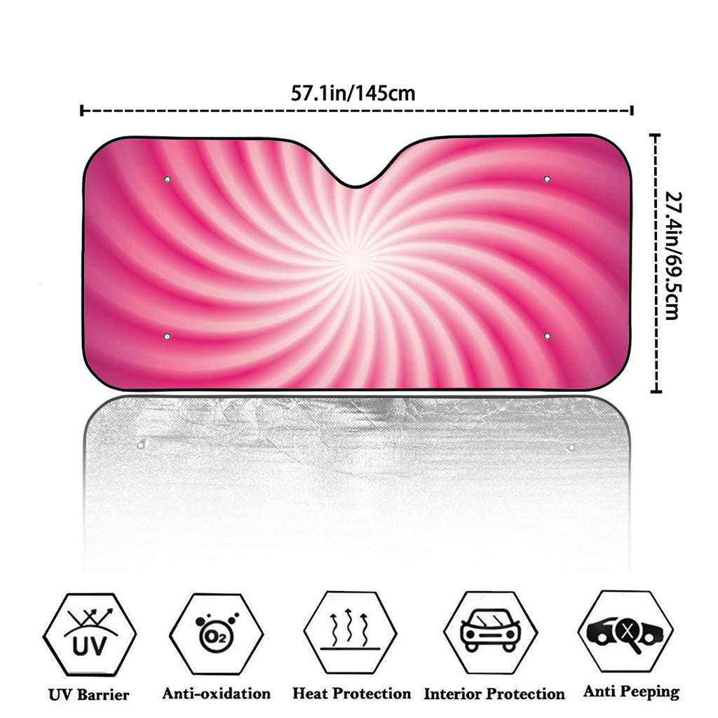 Pink Whirlpool Spiral Print Car Windshield Sun Shade
