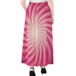 Pink Whirlpool Spiral Print Chiffon Maxi Skirt