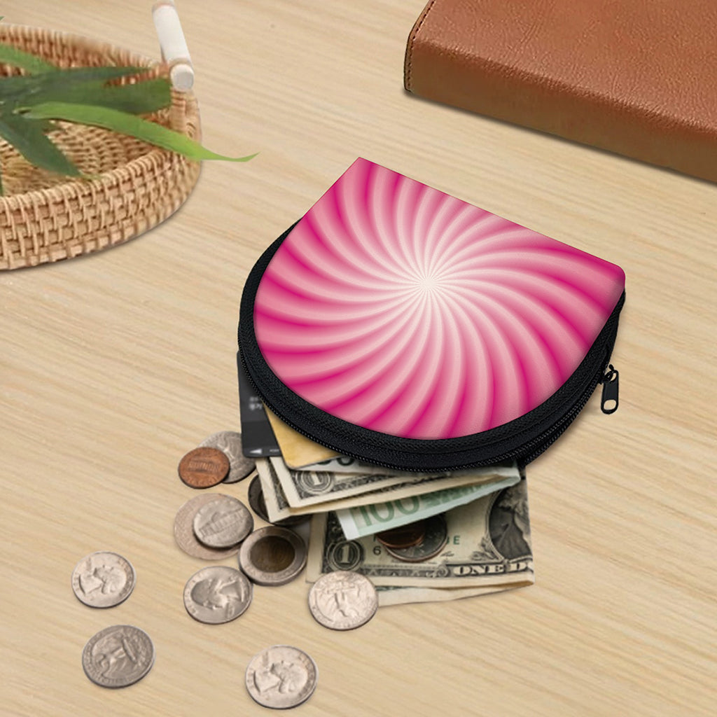 Pink Whirlpool Spiral Print Coin Purse