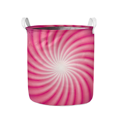 Pink Whirlpool Spiral Print Collapsible Laundry Basket