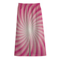 Pink Whirlpool Spiral Print Cotton Front Slit Maxi Skirt