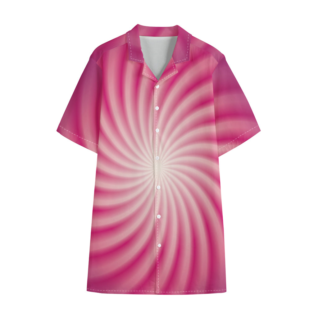 Pink Whirlpool Spiral Print Cotton Hawaiian Shirt