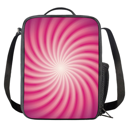 Pink Whirlpool Spiral Print Crossbody Lunch Bag