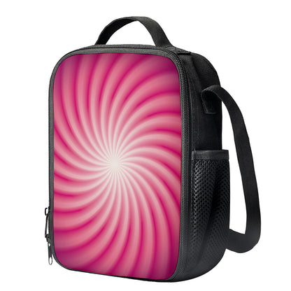 Pink Whirlpool Spiral Print Crossbody Lunch Bag