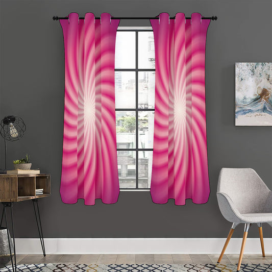 Pink Whirlpool Spiral Print Curtain