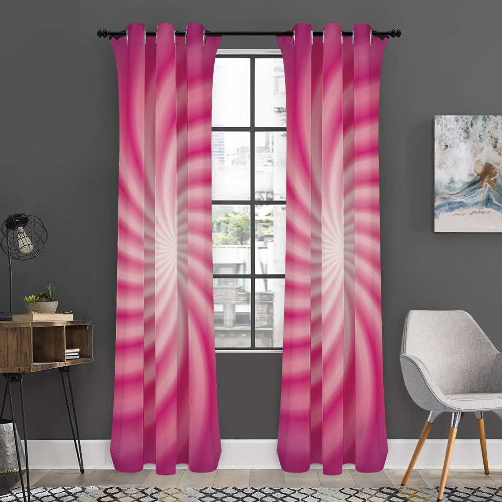 Pink Whirlpool Spiral Print Curtain