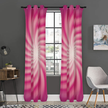 Pink Whirlpool Spiral Print Curtain