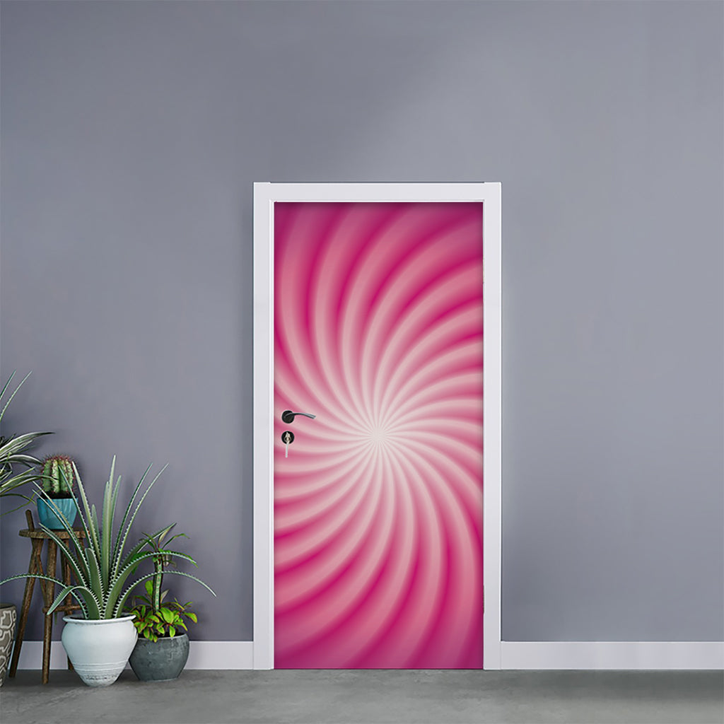 Pink Whirlpool Spiral Print Door Sticker