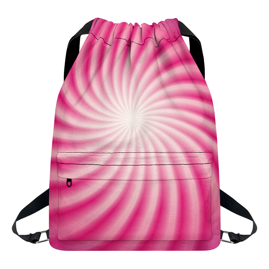 Pink Whirlpool Spiral Print Drawstring Backpack