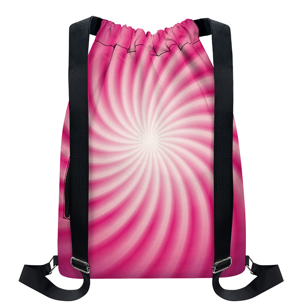 Pink Whirlpool Spiral Print Drawstring Backpack