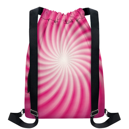Pink Whirlpool Spiral Print Drawstring Backpack