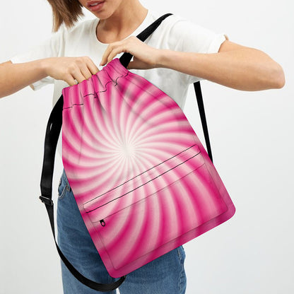 Pink Whirlpool Spiral Print Drawstring Backpack