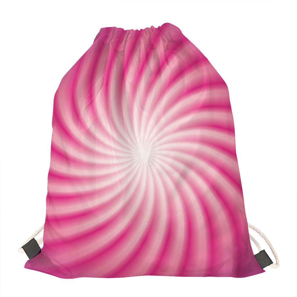 Pink Whirlpool Spiral Print Drawstring Bag