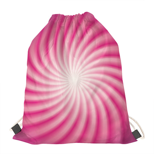 Pink Whirlpool Spiral Print Drawstring Bag