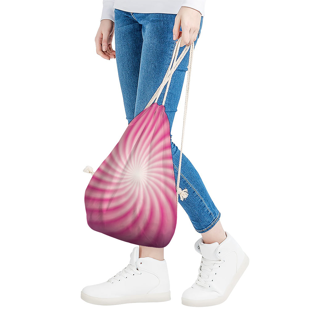Pink Whirlpool Spiral Print Drawstring Bag