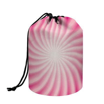Pink Whirlpool Spiral Print Drawstring Makeup Bag