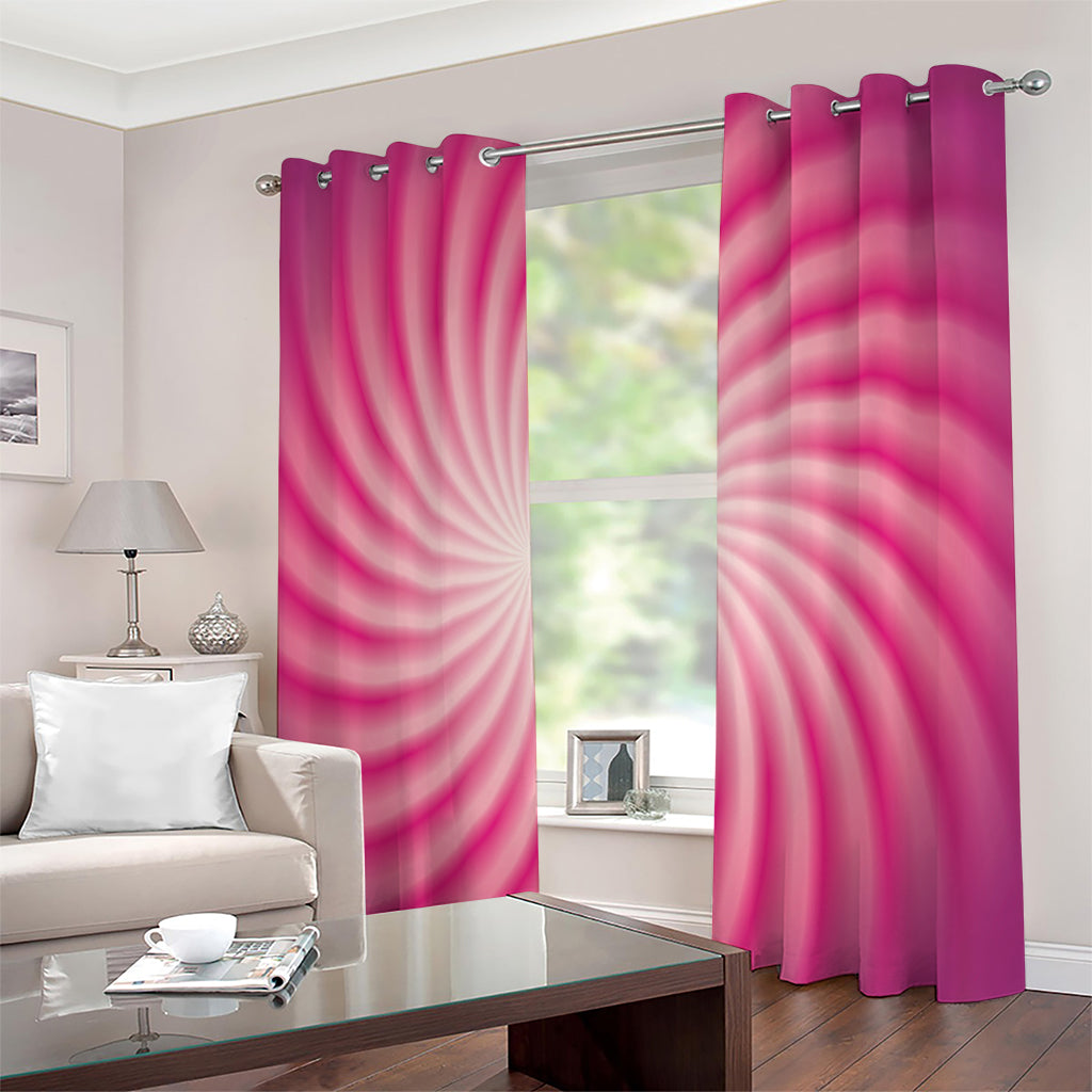 Pink Whirlpool Spiral Print Extra Wide Grommet Curtains