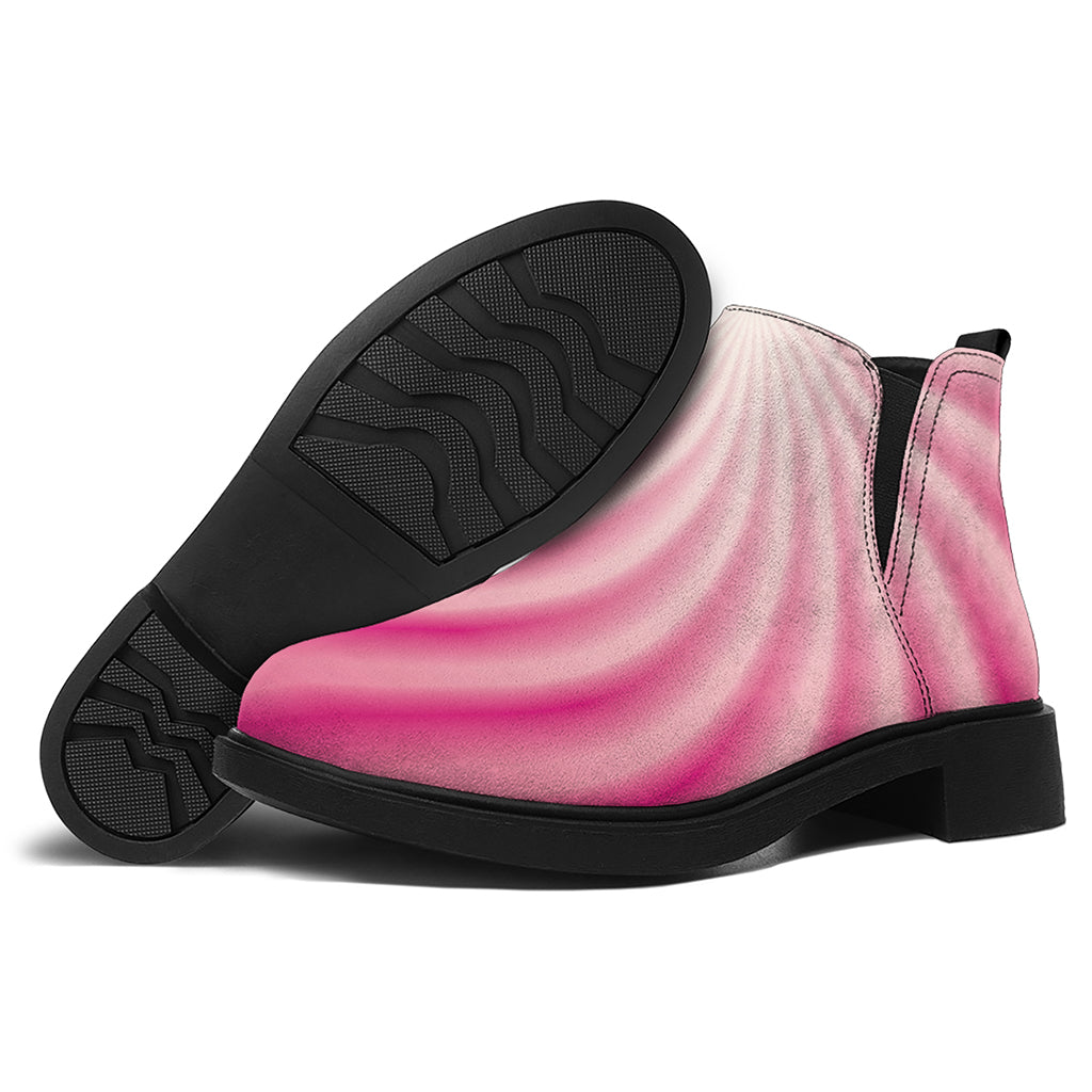 Pink Whirlpool Spiral Print Flat Ankle Boots