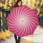 Pink Whirlpool Spiral Print Foldable Umbrella
