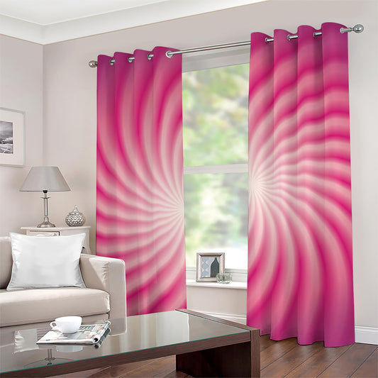 Pink Whirlpool Spiral Print Grommet Curtains