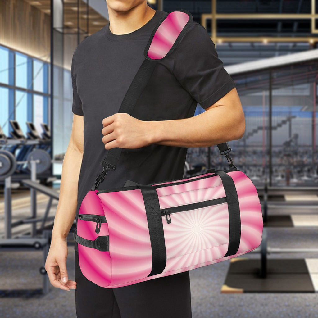 Pink Whirlpool Spiral Print Gym Bag