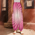 Pink Whirlpool Spiral Print Harem Pants
