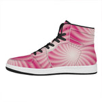 Pink Whirlpool Spiral Print High Top Leather Sneakers