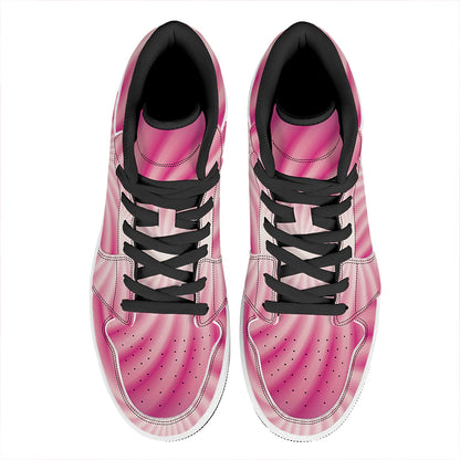 Pink Whirlpool Spiral Print High Top Leather Sneakers