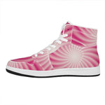 Pink Whirlpool Spiral Print High Top Leather Sneakers