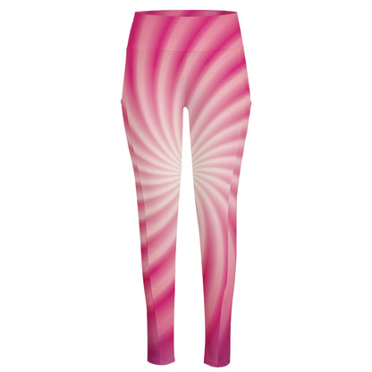 Pink Whirlpool Spiral Print High-Waisted Pocket Leggings