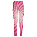 Pink Whirlpool Spiral Print High-Waisted Pocket Leggings