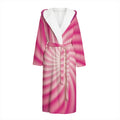 Pink Whirlpool Spiral Print Hooded Bathrobe