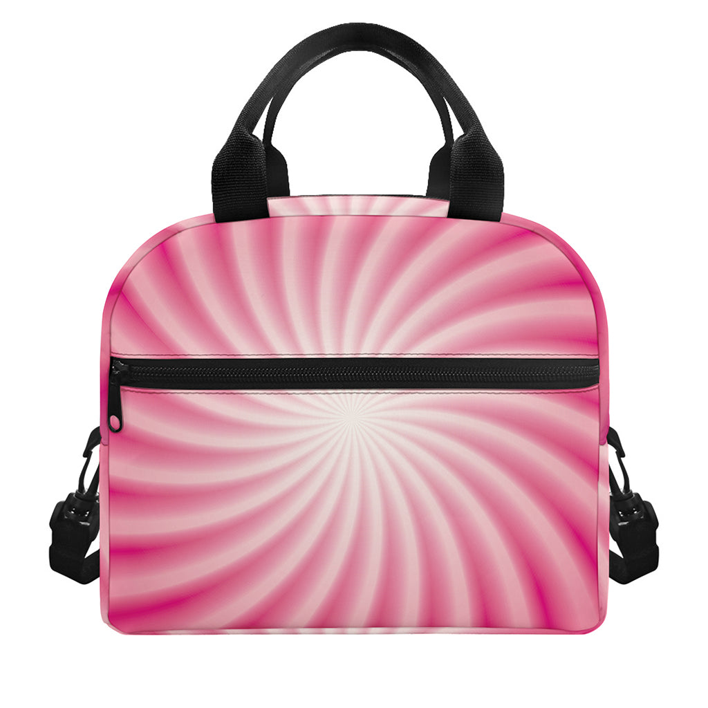 Pink Whirlpool Spiral Print Insulated Lunch Bag