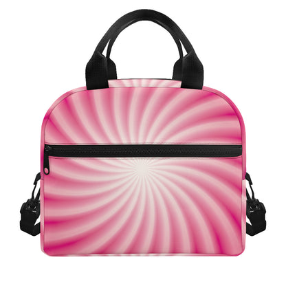 Pink Whirlpool Spiral Print Insulated Lunch Bag