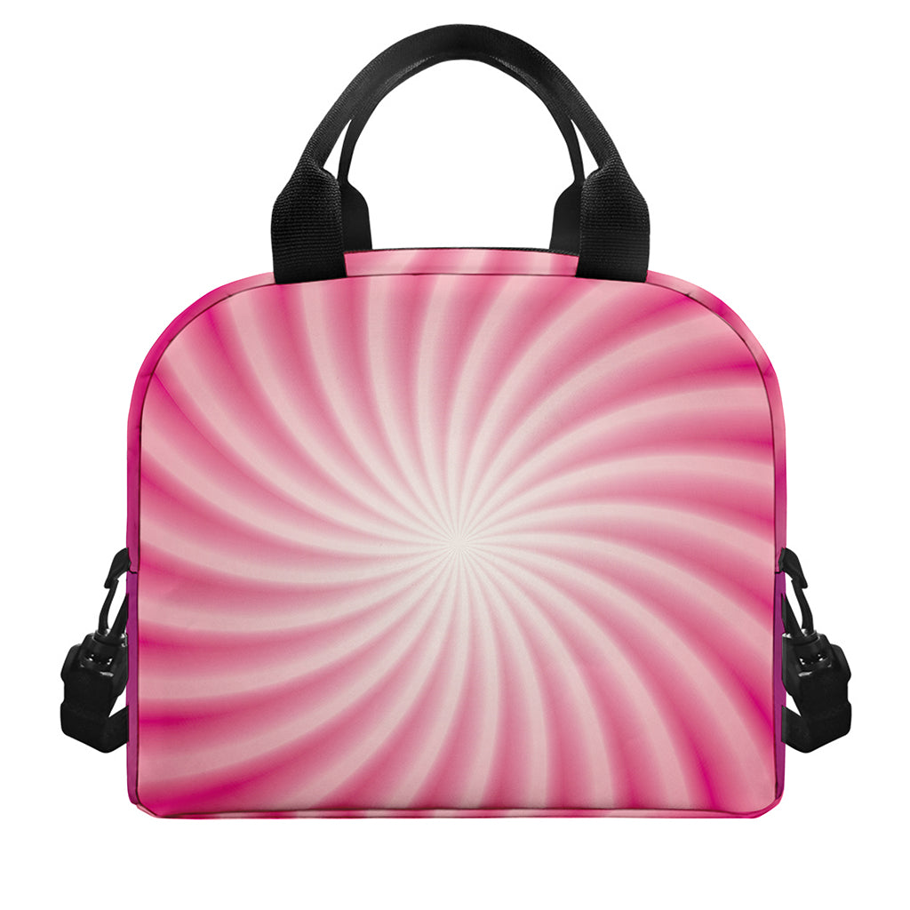 Pink Whirlpool Spiral Print Insulated Lunch Bag