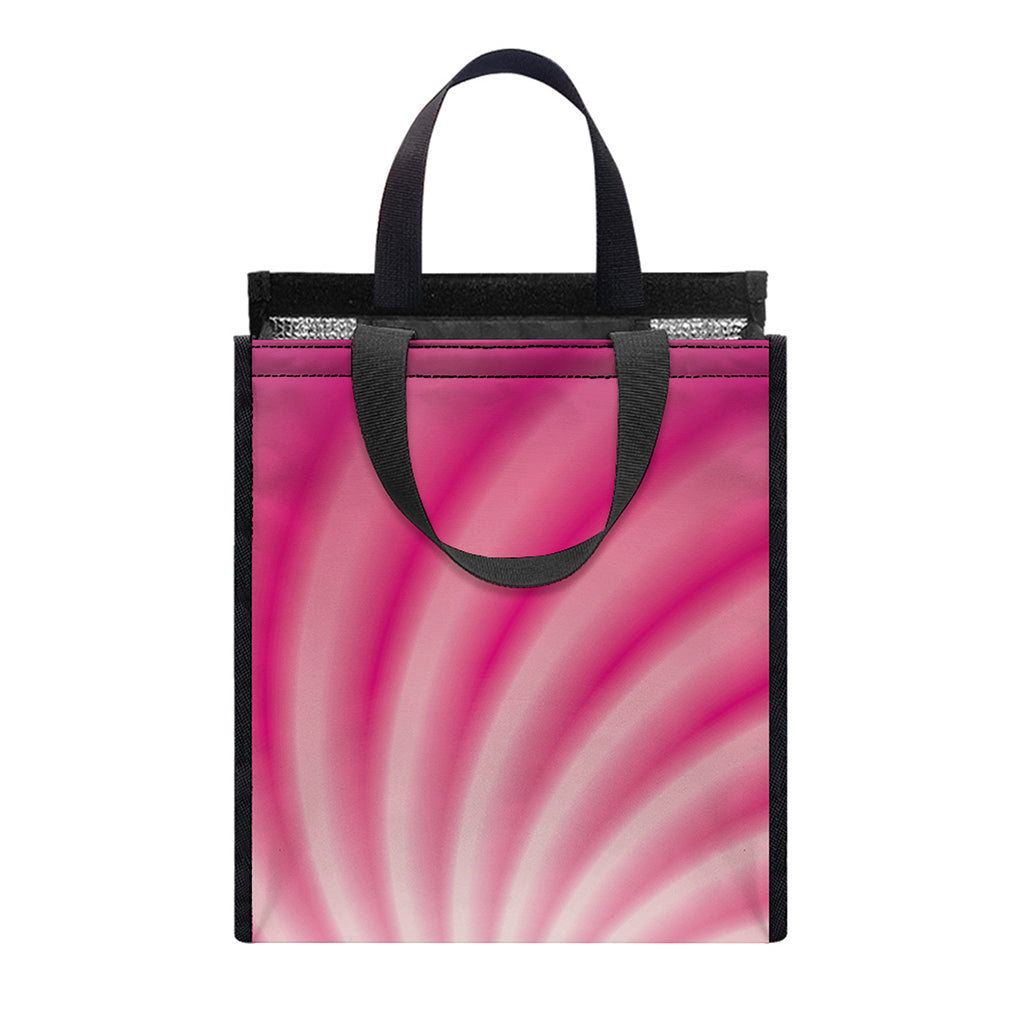 Pink Whirlpool Spiral Print Insulated Lunch Tote