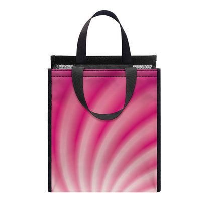 Pink Whirlpool Spiral Print Insulated Lunch Tote