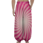 Pink Whirlpool Spiral Print Lantern Pants