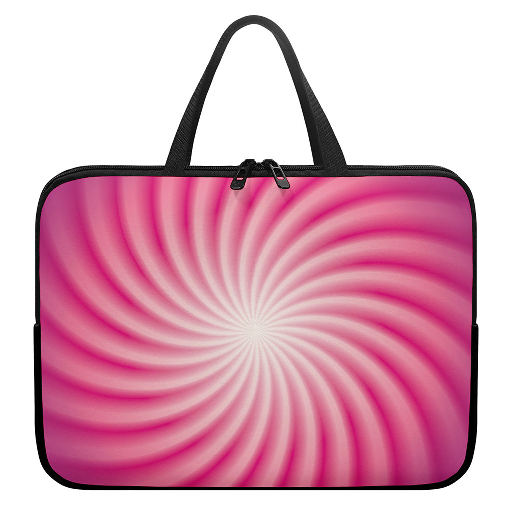 Pink Whirlpool Spiral Print Laptop Sleeve With Handle