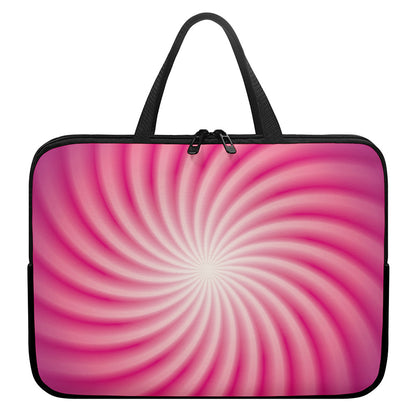 Pink Whirlpool Spiral Print Laptop Sleeve With Handle