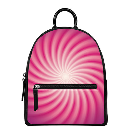 Pink Whirlpool Spiral Print Leather Backpack