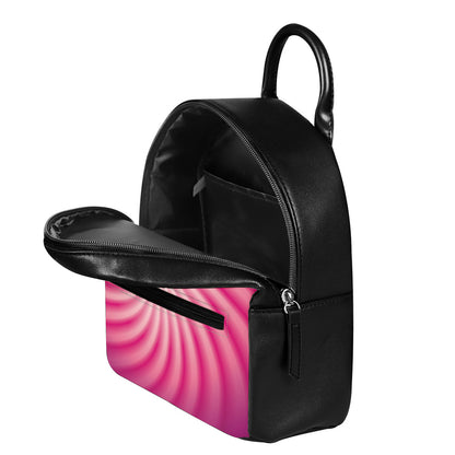 Pink Whirlpool Spiral Print Leather Backpack