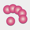 Pink Whirlpool Spiral Print Leather Coaster Set